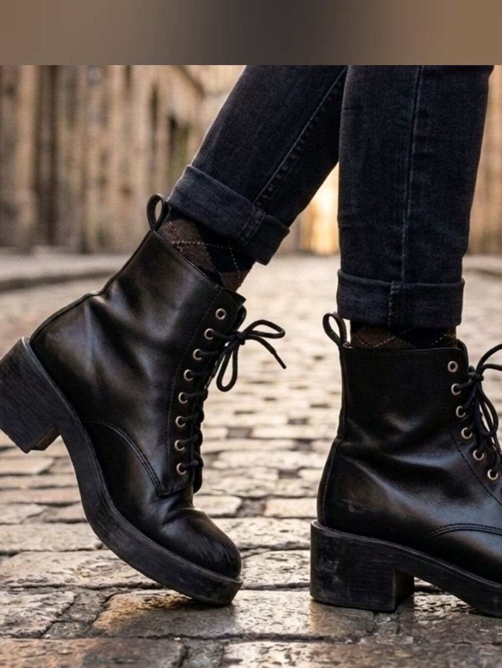 Divided Classic Black Lace-Up Women's Combat Boots